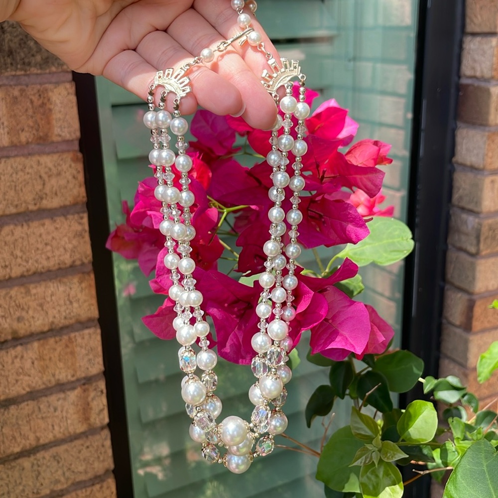 🤍Triple Layered Faux Pearl Necklace 🤍
